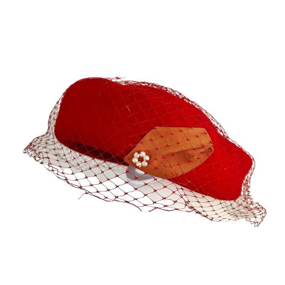 Vintage Union Made Pill Box Hat Red main image 11